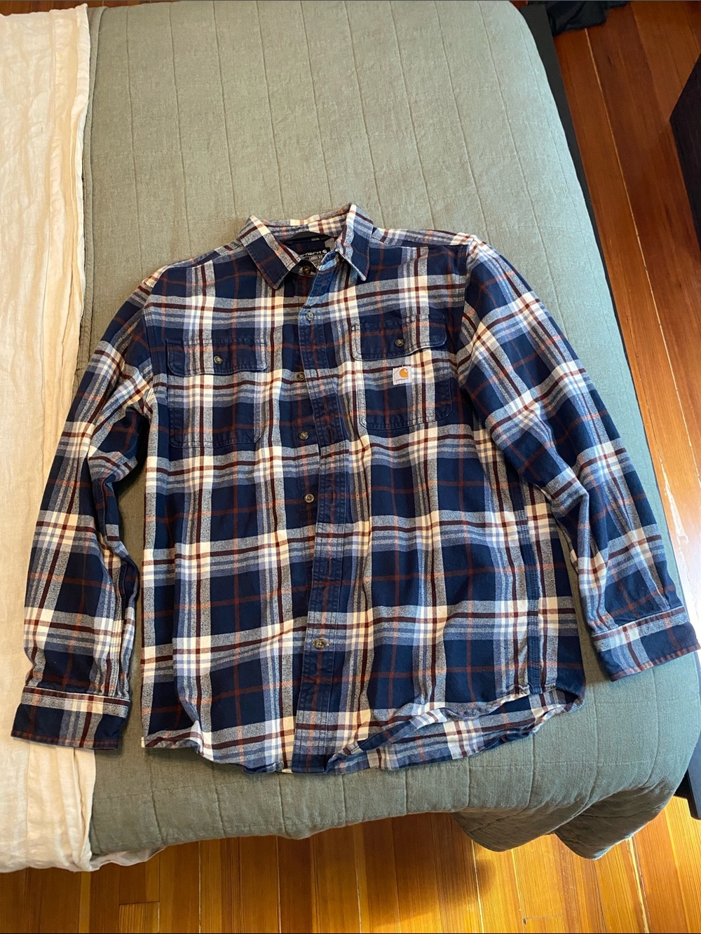 Carhartt Men's Flannel - Medium - Red White and Blue
